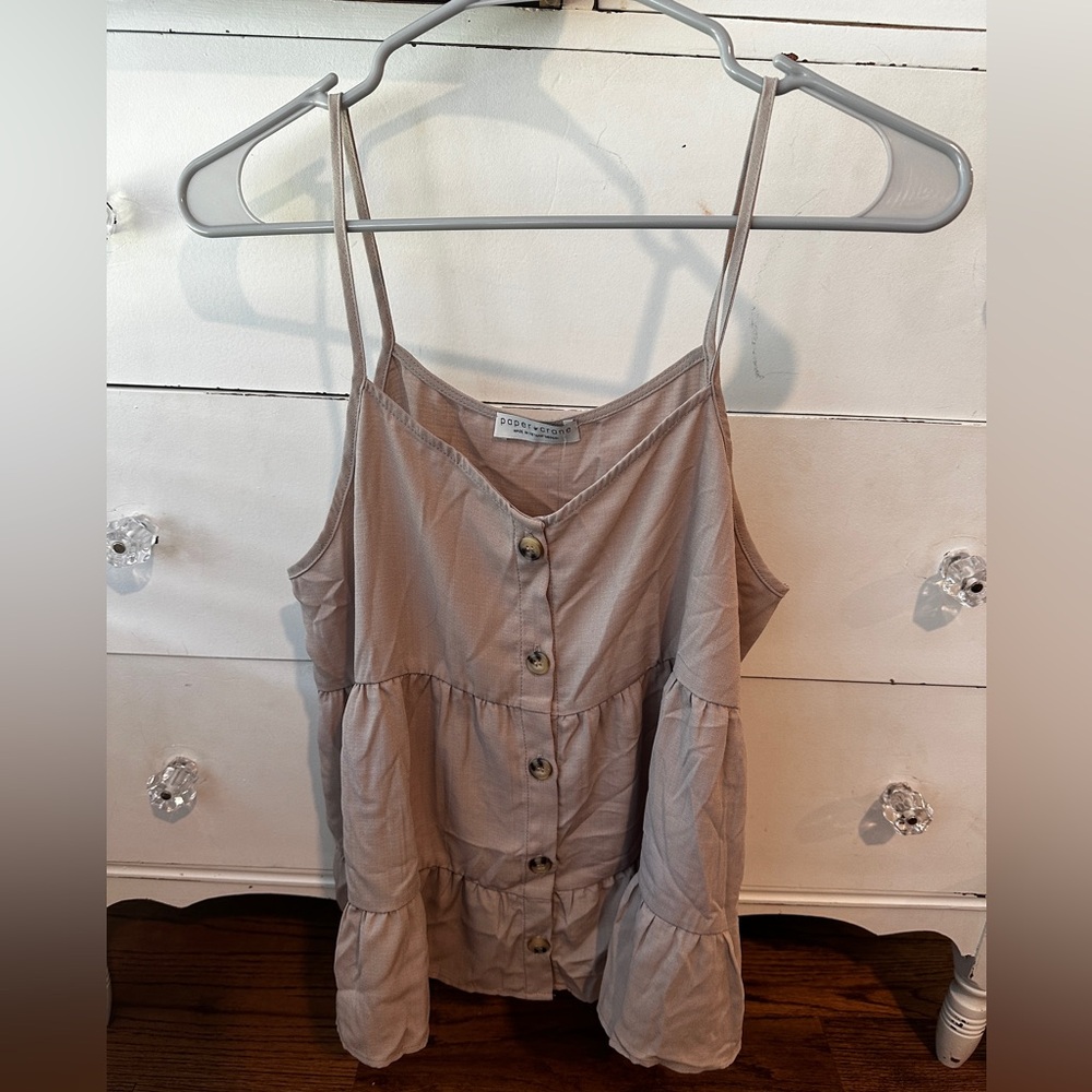Tan button dress tank top